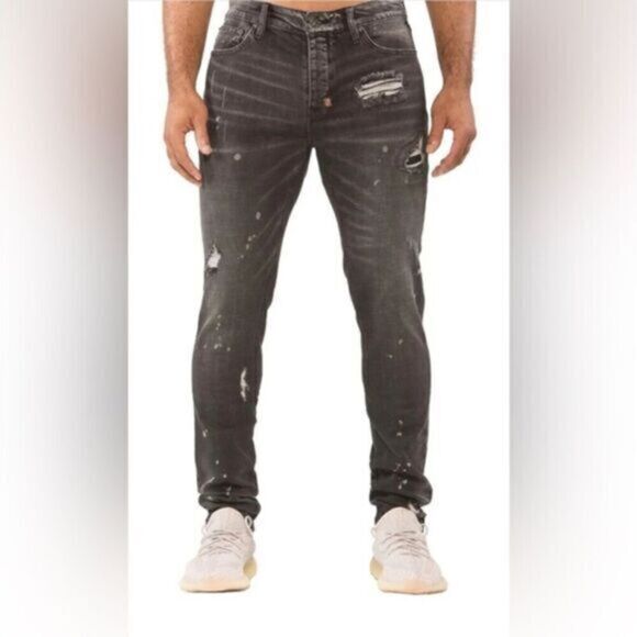 NWT Refuel Shabaz Bros Denim Men’s Black Distressed Washed Jeans - Size 32 - Picture 1 of 11